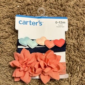 Carter's Coral and Navy Baby Headwrap Set